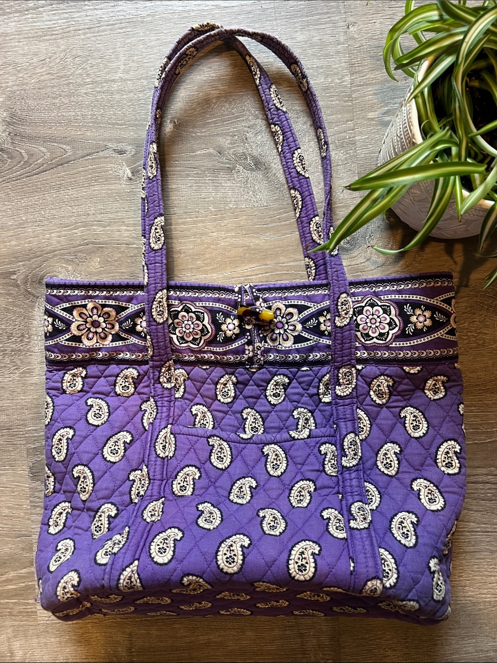 Vera Bradley Purple Paisley Large Quilted Tote Bag